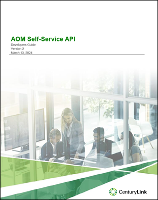 cover of CenturyLink Self-Service API Developers Guide