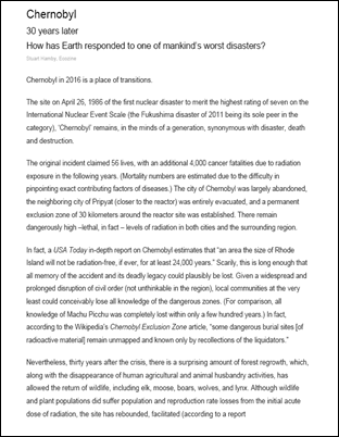 Chernobyl: 30 years later